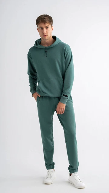 Tuta da uomo Jogger Felpa con cappuccio Set completo Giacca elastica Tasca...
