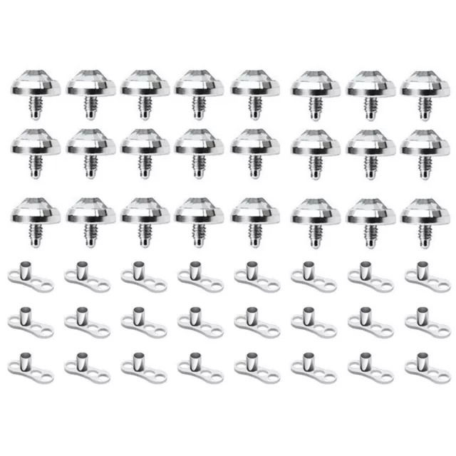 Pack of 48 Dermal Anchor Tops 4mm Cubic Zirconia Dermal Bases 16g Surgical Steel