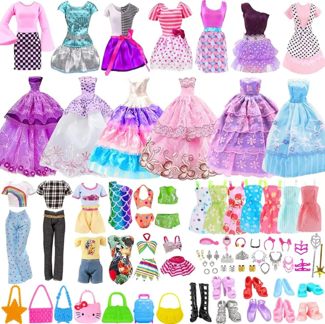 56 Set Abbigliamento E Accessori per Barbie Doll, Accessori per Bambole Mini Ves