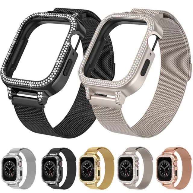 2in1 Bling Case + Armband für Apple Watch Serie 9 8 7 6 5 4 SE 3 2 40/41/44/45mm 3