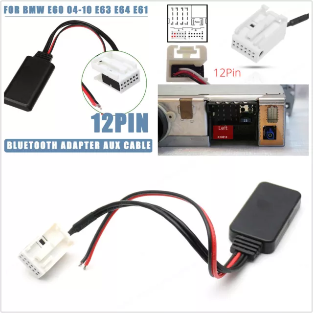1 PCS 12V 12 Pin Bluetooth Audio Adapter AUX Cable For BMW E60 04-10 E61  E63 E64 £10.69 - PicClick UK