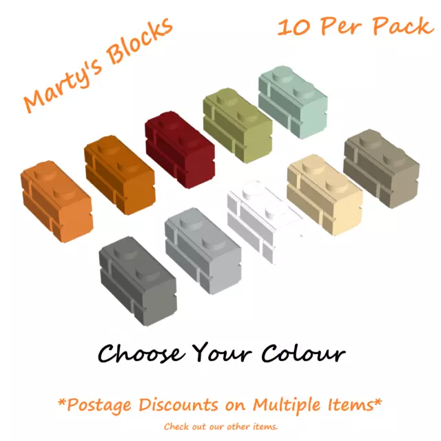 Lego Brick Modified, 1 x 2, with Masonry Profile, 98283, Choose Colour, Qty 10