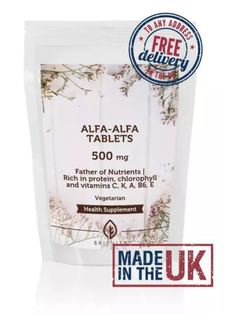 Alfalfa Herb 500mg Veg Tablets Choose Packet Size Pills