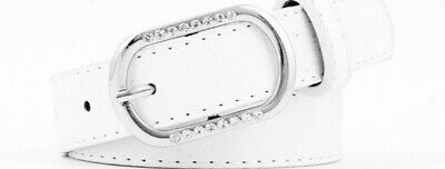Round Cut Shiny Cubic Zirconia Women's Simple Fine Belt Buckle In 925 Silver