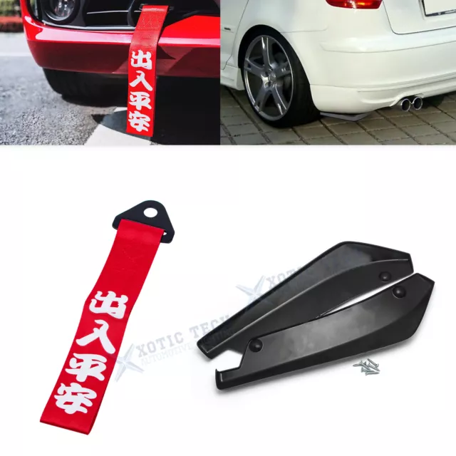 Fit Audi A4 A3 A5 A6 Sporty Rocker Splitter Canard Diffuser Winglet+Towing Strap
