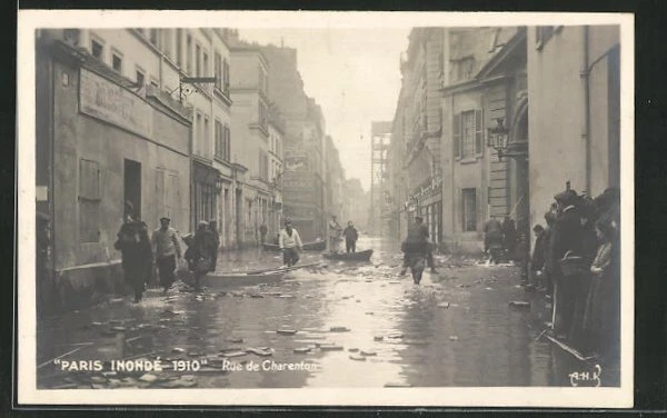 CPA Paris, Inondation 1910, Rue de Charenton, vue de la rue bei Überschwemmung