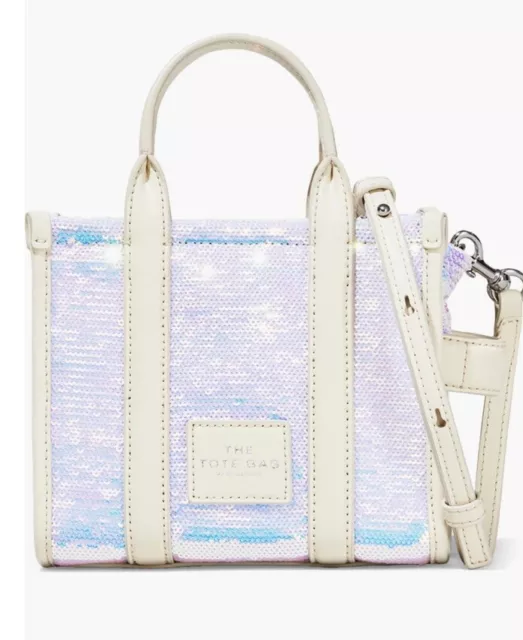 Auth NWT Marc Jacobs The Sequin Mini Tote Crossbody Bag in Iridiescent Color