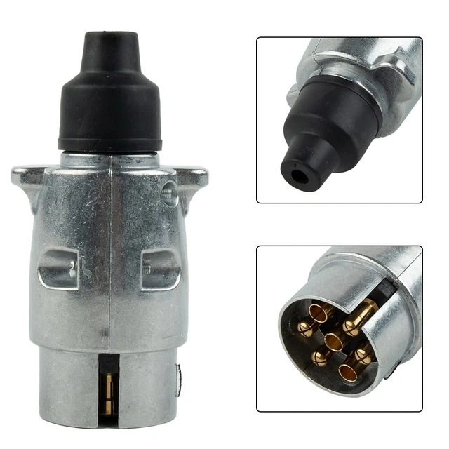 Tout Neuf 12V 7 Broche Adaptateur Électrique Remorque Connecteur Rvs Argent
