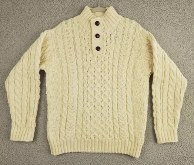L.L. BEAN VINTAGE Made in Ireland Thick Wool Fisherman Knit Sweater ...