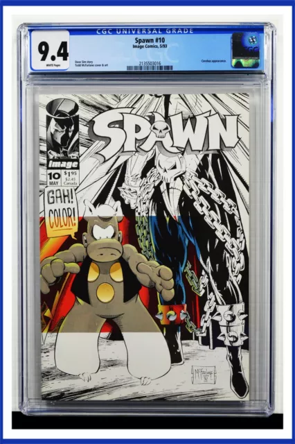 Spawn #10 CGC Graded 9.4 Image May 1993 White Pages Comic Book.