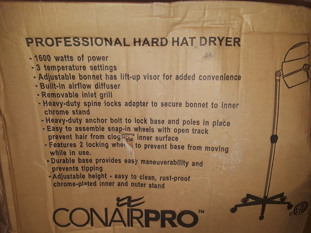 Conairpro Adjustable 1600W Hooded Floor Hair Bonnet Dryer Stand Up W/ Wheels