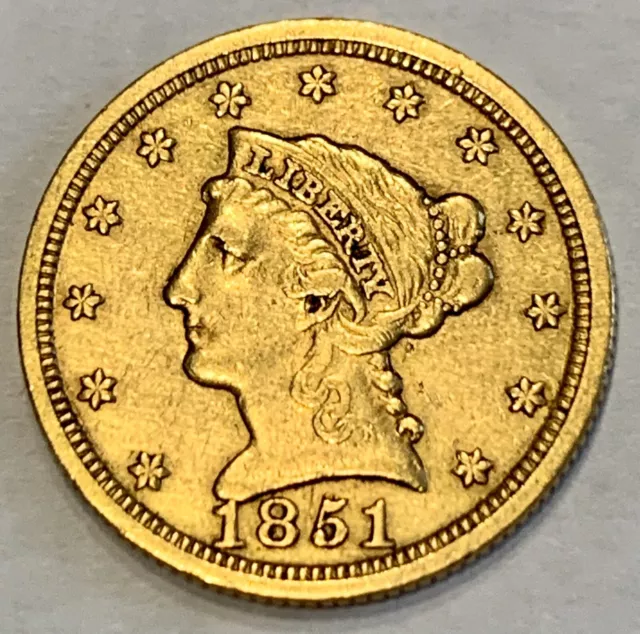 1851 $2.50 Liberty Head Gold Quarter Eagle Nice Pre-1933 Gold