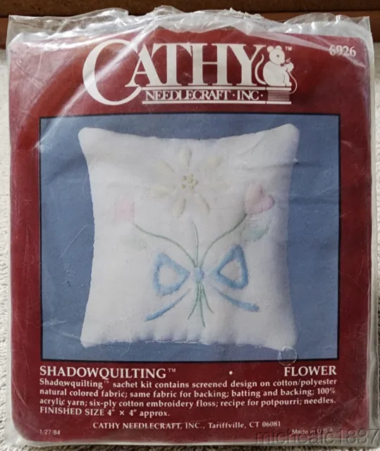 "Kit de bolsa de acolchado de sombra ""Flor"" vintage Cathy Needlecraft Inc #6926 1084 ¡NUEVO!