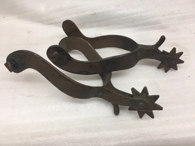 old Pair of Copper Western Cowboy Riding Spurs - working Cowboy Ranch Americana