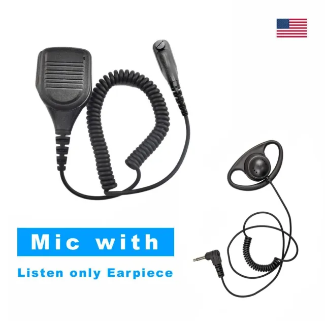 Speaker Mic & 3.5mm Listen Only Earbud Earpiece for Motorola APX1000, XPR7580e