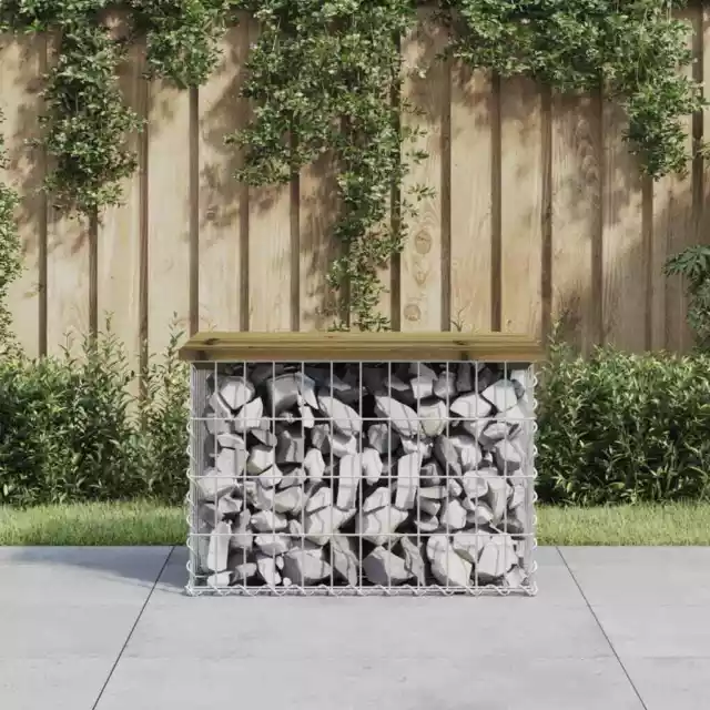 Banc de jardin design gabion 63x44x42 cm bois de pin imprégné