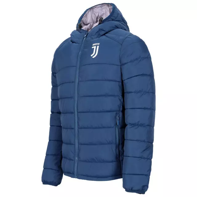 Giacca Imbottita Leggera Blu Chiusura Zip con Cappuccio Originale Juventus Uomo