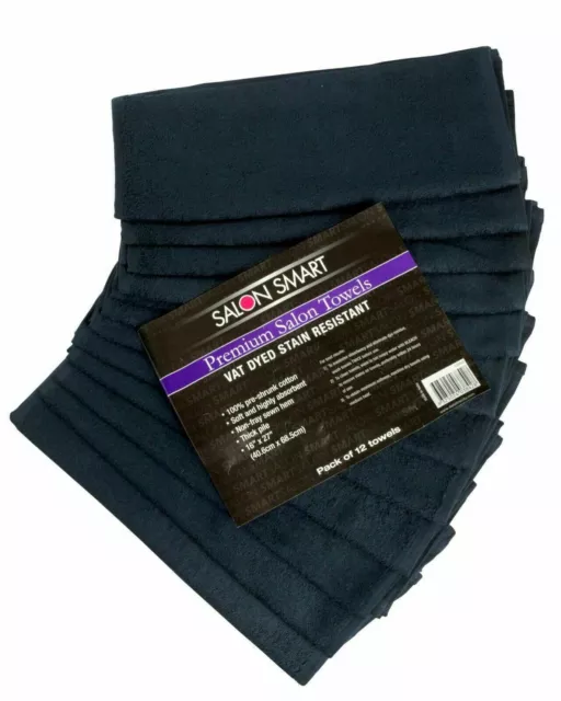 Salon Smart Stain Resistant Towels 12pk Black Hair Salon Towels 40.6cm x 68.6cm