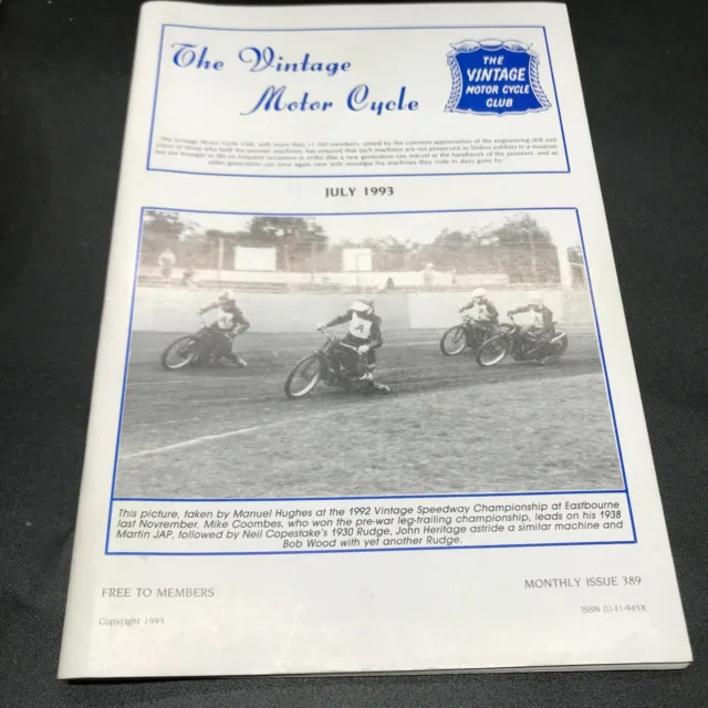 The Official Journal The Vintage Motorcycle Club Magazine July 1993 Welsh Dragon