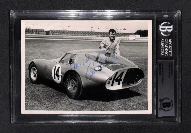 Carroll Shelby “1964 COBRA DAYTONA COUPE” signed auto Original Photo BECKETT BAS
