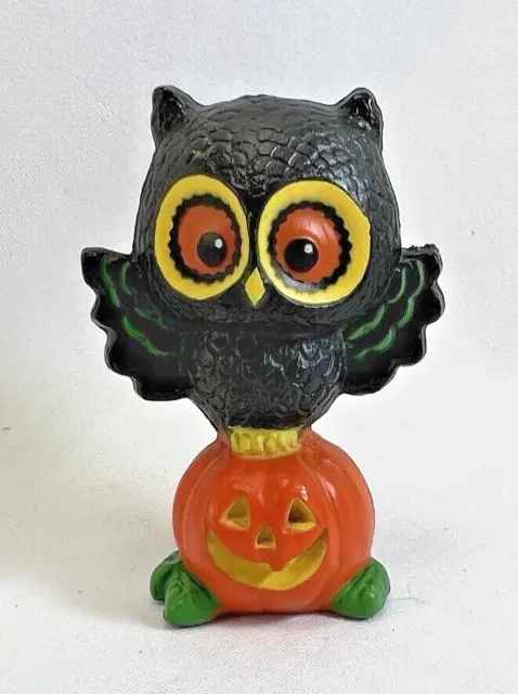 Vintage 1976 Hallmark Merry Miniature Halloween Owl on Pumpkin Figurine