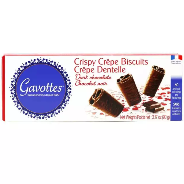 2 Gavottes French Food Brittany DARK CHOCOLATE CREPE Dentelle Cookies