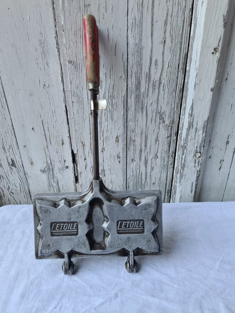 ANCIEN DOUBLE GAUFRIER l'étoile vintage en aluminium gaufre gaufres