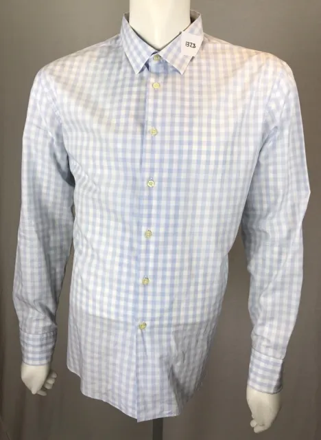 Mens Paul Smith PS XL Baby Blue & White Checkerboard Button Down Shirt Portugal