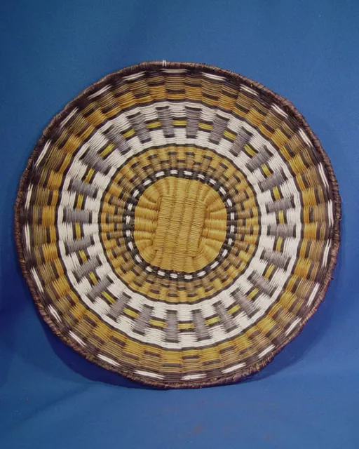 Hopi Indian Wicker Basketry Tray 15.25" Fine Polychrome 3rd Mesa