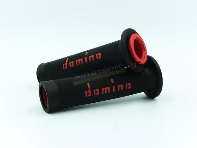 Domino Full Diamond Black & Red A010 Road Race Grips to fit Yamaha Bikes