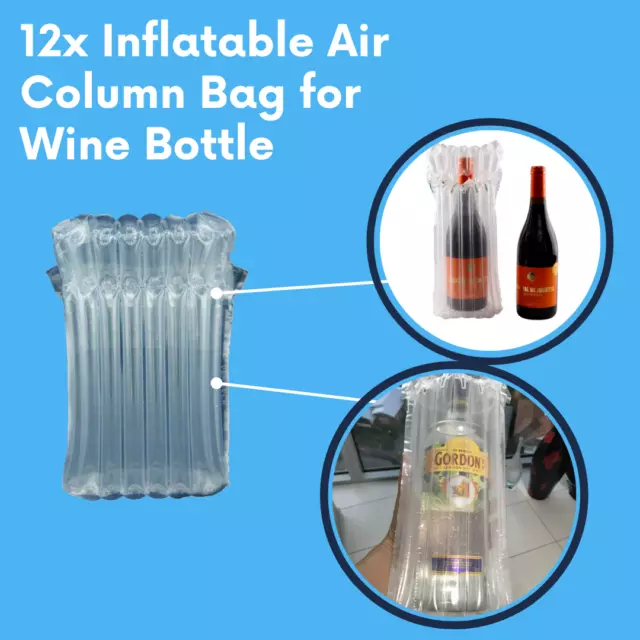 12x Inflatable Air Column Bag for Wine Bottle Waterproof Packaging Air Wrap Bag