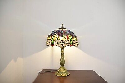 Tiffany  Handmade 12 "dragonfly  Muticolour Table Lamp-Stained Glass Living Room