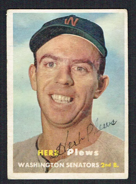 Herb Plews #169 signed autograph auto 1957 Topps Baseball Trading Card