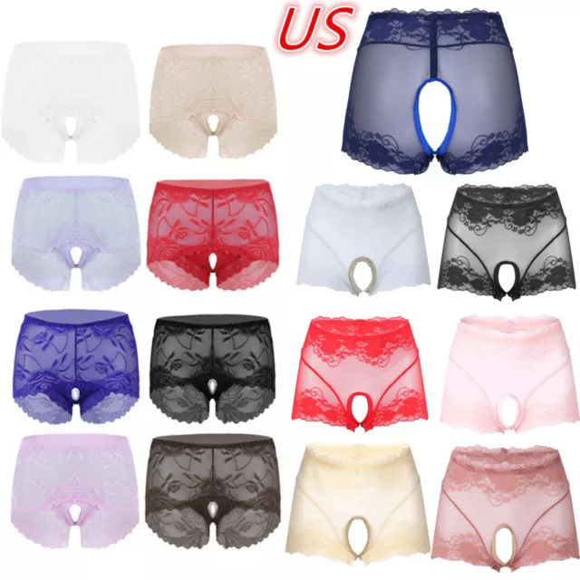 US Men Sexy Sissy Pouch Panties Lace Briefs Underwear Lingerie Thongs Underpants