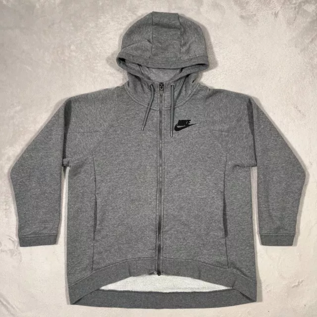 Nike Sweater Womens Large Gray Hoodie Full Zip Cotton Blend Long Sleeve Knit