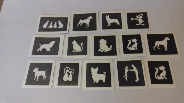 Cats & dogs mini small themed stencils for glitter tattoos / airbrush mixed