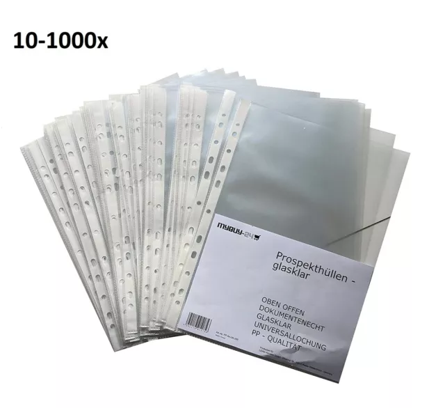 10-1000 Prospekthüllen A4 glasklar transparent Klarsicht Folie Hüllen Ordner