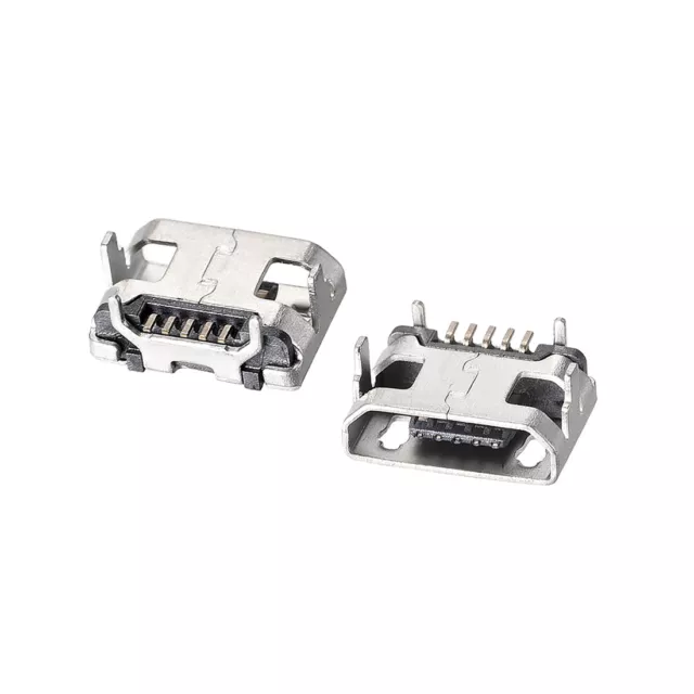 50PCS Micro USB Female Socket Connector Jack Port, 5-Pin DIP 180 Degree Adapter