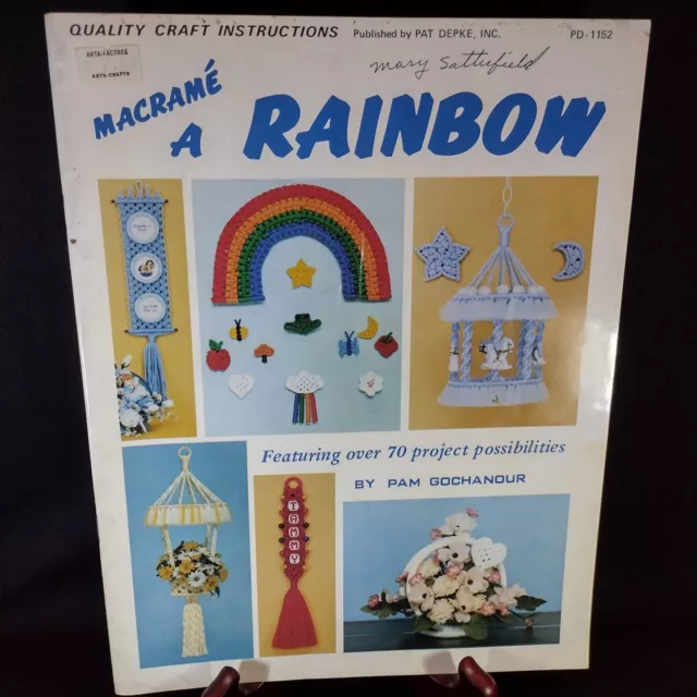 Macrame a Rainbow 1980 folleto de artesanía instrucciones artesanales de calidad