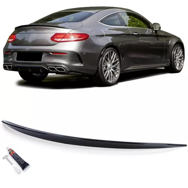 Sport Heckspoiler Lippe Schwarz Glanz für Mercedes C Klasse C205 Coupe ab 15