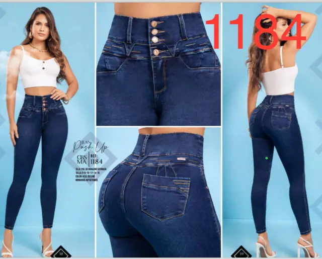 JEANS COLOMBIANOS F1339 Authentic Colombian Push Up Jeans, Jean Levanta  cola