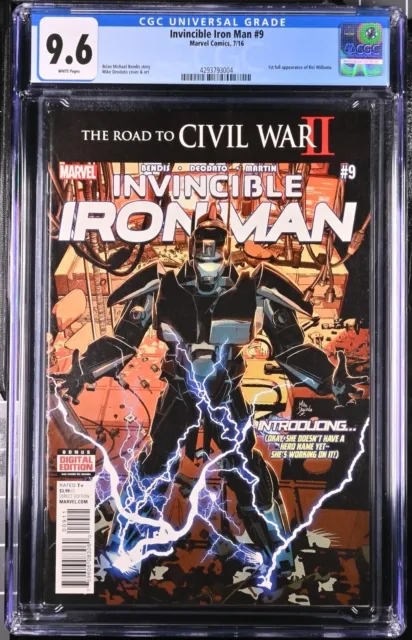 Marvel Comics Invincible Iron Man #9 7/16 1st Appearance Riri Williams CGC 9.6