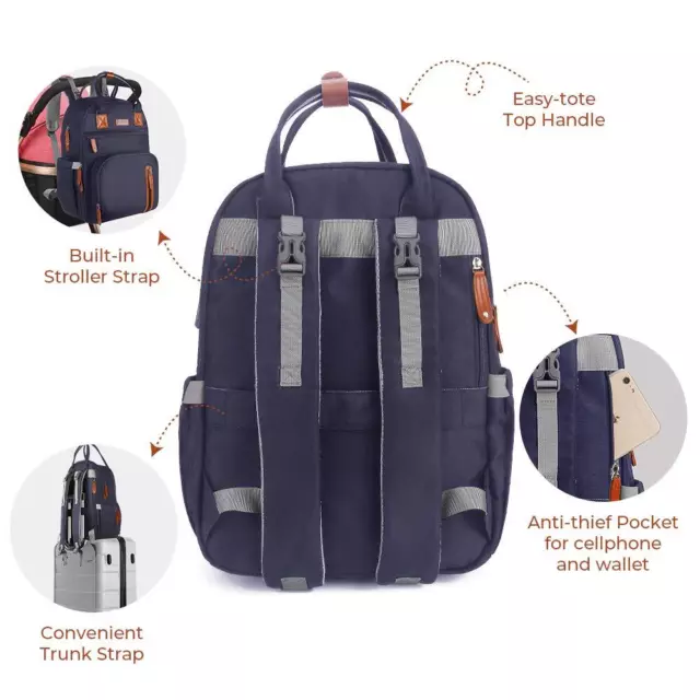 Diaper Bag Multi-Functional Waterproof Travel Foldable Backpack 2 Colors Choice 5