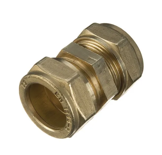 22mm Brass Compression Coupling - Bag of 10 - NEXT DAY AVAILABLE
