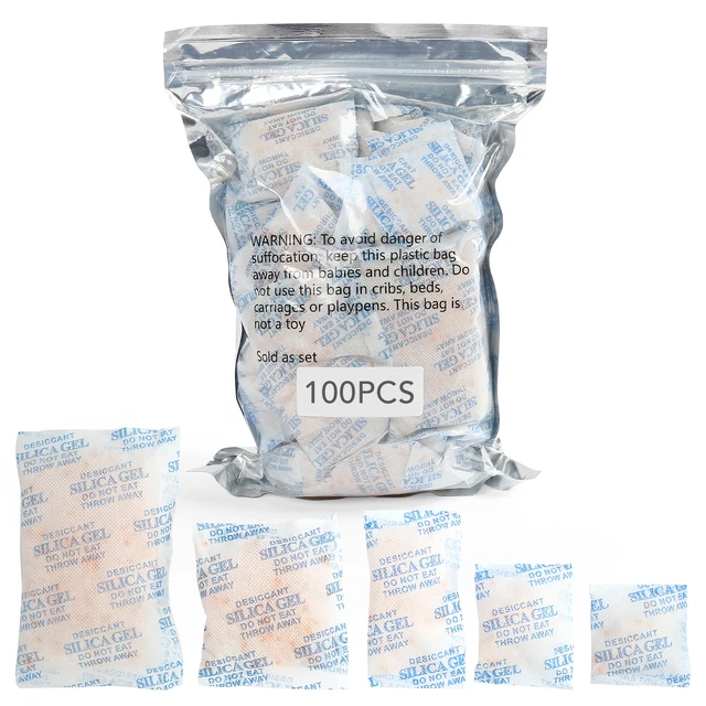 100 PACKETS GRAMS Silica Gel Desiccant Pack Moisture Absorber Reusable