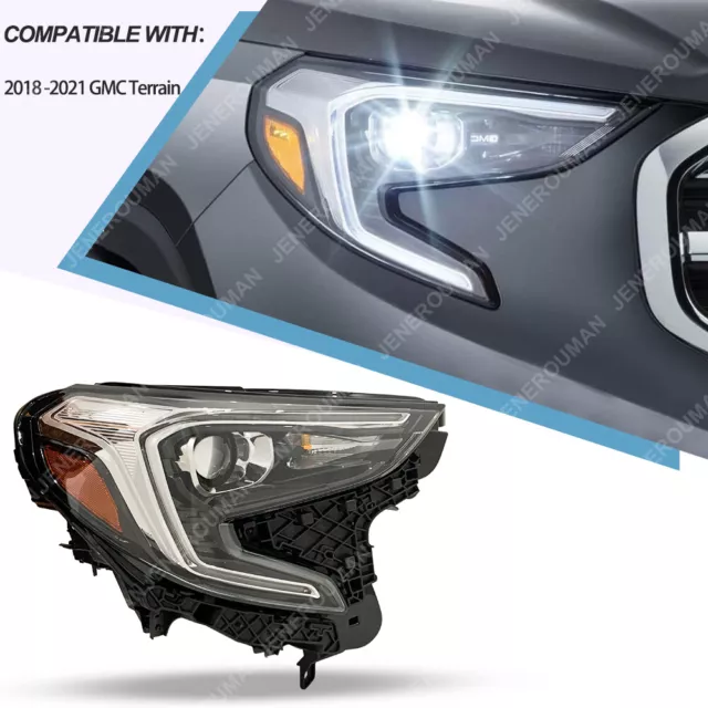 RH Passenger Headlight For 18-21 GMC Terrain Xenon LED HID Head Lamp SL SLE SLT