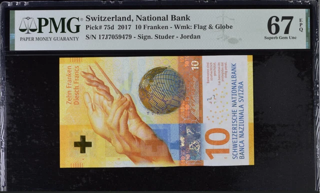 Switzerland 10 Franken 2017 P 75 d Superb Gem UNC PMG 67 EPQ NR