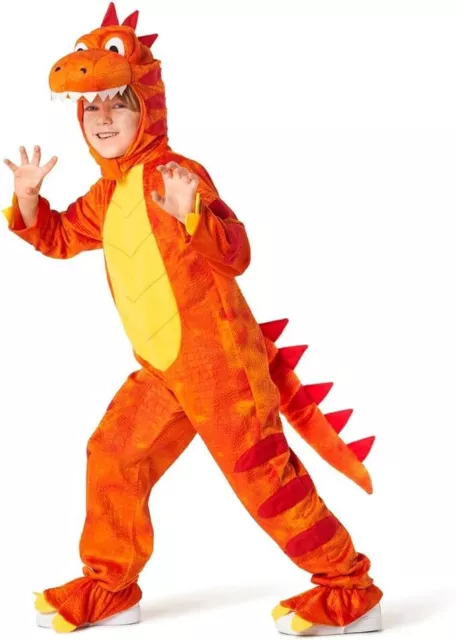 Orange Dino Kostüm Kinder Jungen Mädchen T Rex Dinosaurier Karnevalskostüm