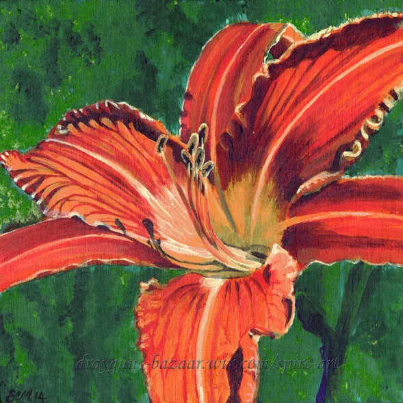 SFA Original Art 8x8" Flower Acrylic Painting Day Lily Floral Realism - SMcNeill
