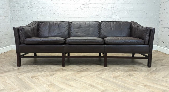 Mid-Century Vintage Danish Brown Leather 3 Seater Sofa by Georg Thams for Grant